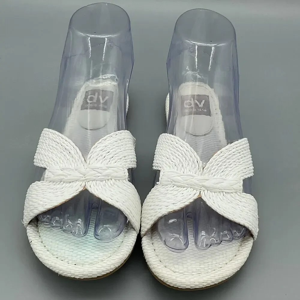 Dolce Vita Women’s Geeya Raffia Criss Cross Slide Sandals White Size 5